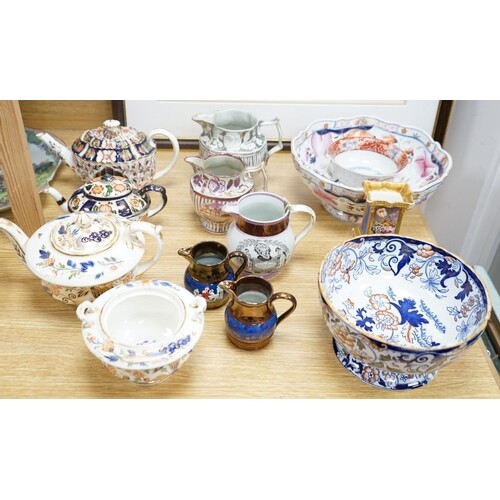 A group of 19th century English ceramics to include - three ...