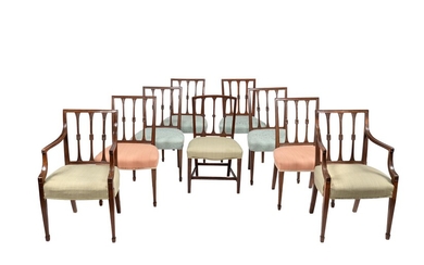A harlequin set of nine mahogany dining chairs in George III style