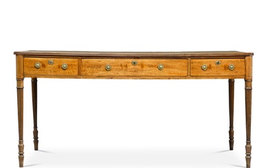 A late George III mahogany and boxwood-strung writing table, circa...