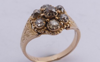 A late Victorian diamond cluster Ring, the old cut stones al...