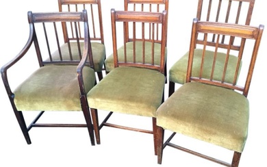 A married set of six nineteenth century dining chairs,...