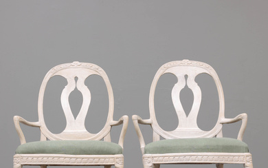 A pair of Gustavian Swedish late 18th century chairs.