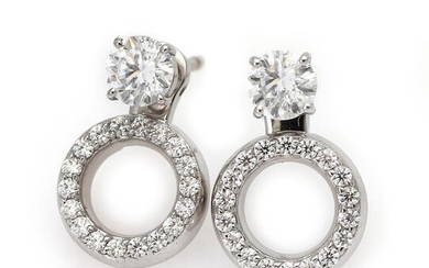 NOT SOLD. A pair of ear studs each set with numerous diamonds weighing a total of 0.79 ct., mounted in 18k white gold. (4) – Bruun Rasmussen Auctioneers of Fine Art
