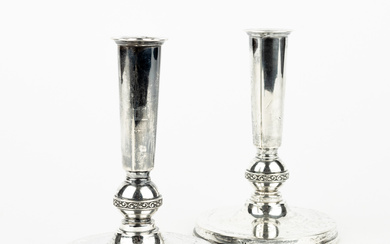 A pair of silver candlesticks, MGAB, Uppsala 1957.