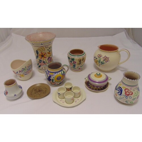 A quantity of Poole Pottery to include vases, dishes and egg...