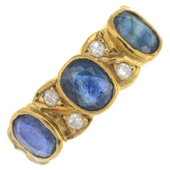 A sapphire and diamond dress ring.Estimated total