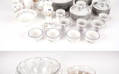 A selection of Aynsley ‘Cottage Garden’ ceramics, a 20th Century glass punch set and other items