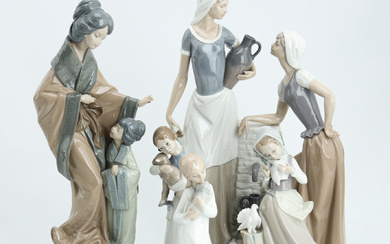 A set of five figures, Nao and Lladro, Spain, porcelain, second part of the 20th century.