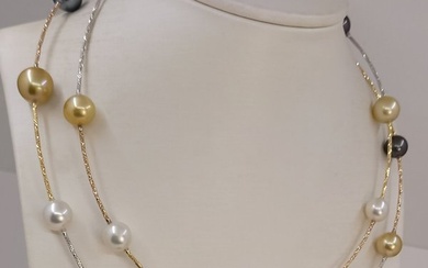 ALGT Certified South Sea and Tahitian Pearls - Necklace - 18 kt. Rose gold, White gold, Yellow gold