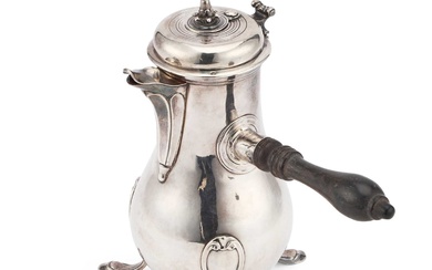 AN 18TH CENTURY FRENCH SILVER CHOCOLATE POT