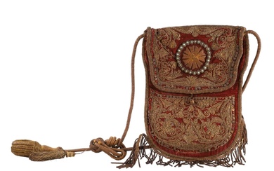 AN EMBROIDERED OTTOMAN EMPIRE POUCH, 19TH CEN.