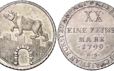 ANHALT-BERNBURG, Alexius Friedrich Christian, 1796-1834, 2/3 Taler =1/2 Konventionstaler 1799 HS