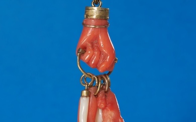 ANTIQUE CORAL HANG CHARM PENDANT, Likely georgian. The coral...