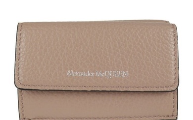 Alexander McQueen Mini Wallet Trifold 573524 Leather Pink Beige Compact