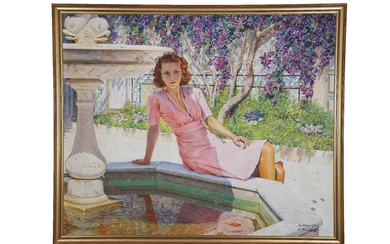 Alexandre ROUBTZOFF (Saint-Pétersbourg, 1884 - Tunis, 1949) Portrait de Marie Madeleine Leroy (1946) Huile sur...