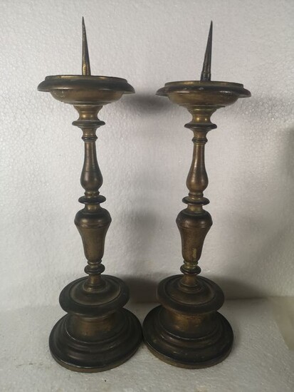 Altar candlesticks (2) - Baroque - Bronze - Early 19th century