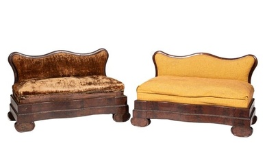 American Carved Mahogany Slipper Settees