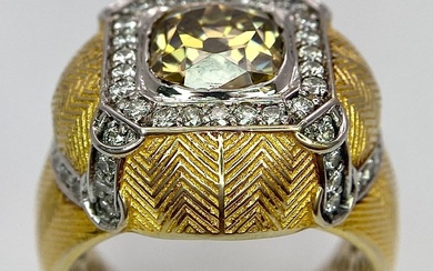 An 18K Yellow Gold Diamond Dress Ring. A 2.5ct...
