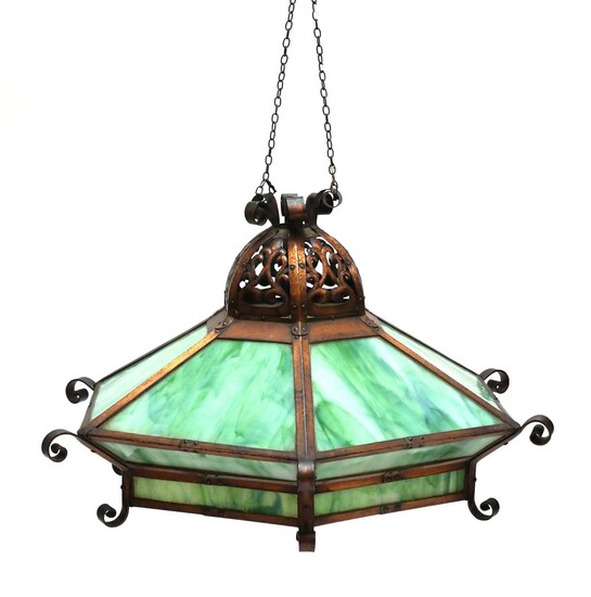 An American Arts and Crafts copper ceiling light