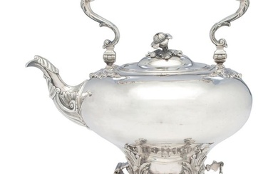 An American Coin Silver Teapot on Stand