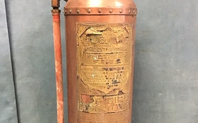 An American cylindrical copper and brass fire extinguisher by the...
