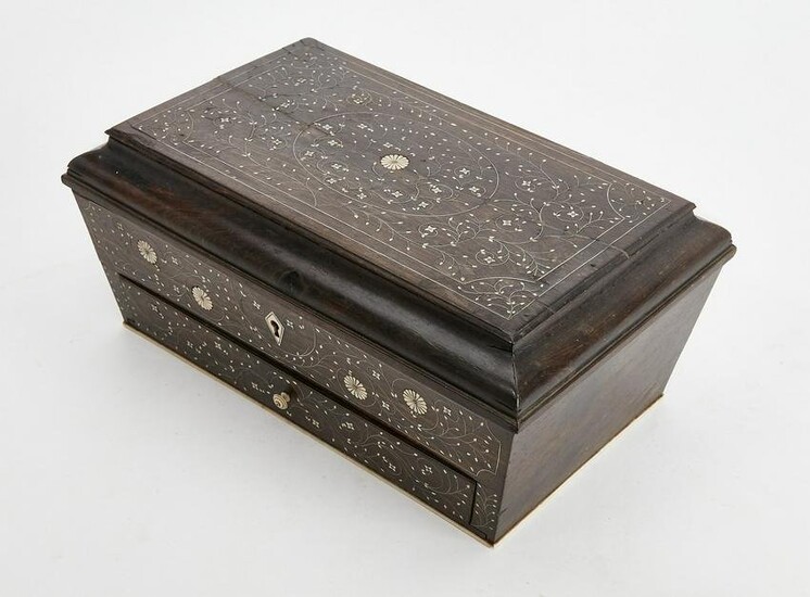An Anglo Indian inlaid ebony sewing box