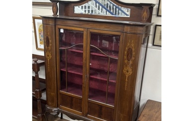 An Edwardian inlaid mahogany display cabinet, width 122cm, d...