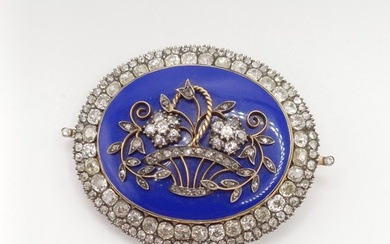 An early 19th French diamond, blue enamel, yellow and white ...