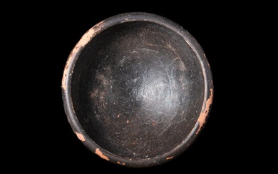 Ancient Greek, South Italian, Apulian Black-glazed Footed Bowl