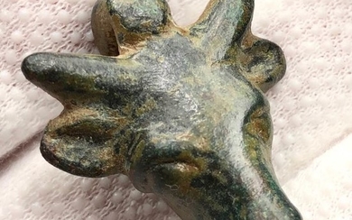 Ancient Roman Bronze Amulet Pendant shaped as a head of a Bull which was the Symbol of X -th Legion Gemina or Equestris