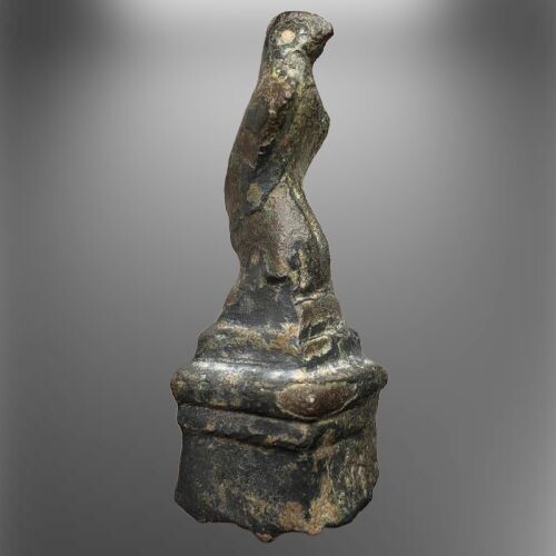 Ancient Roman Bronze Rare Figurine of Legionary Eagle on a Square Monolithic Pedestal Symbol of Imperial Might & Strenght