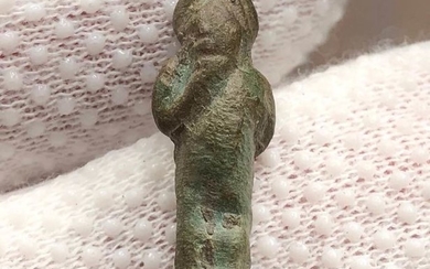 Ancient Roman Bronze Votive Figurine of Rare Personification Harpocrates the God of Silance, Secrets and Confidentiality.