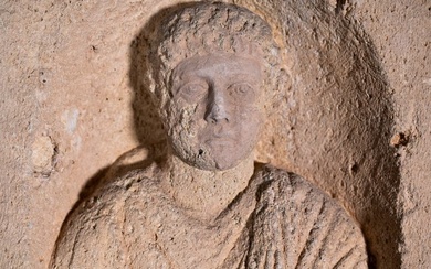 Ancient Roman Limestone Huge Funerary Stele, 60 x 45 x 15 cm - EX BONHAMS - Spanish Export License - Stele