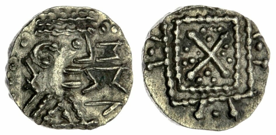 Anglo-Saxon England, Secondary Series (710-760), Series R4/type 51 Mule, Sceat, P1e Variety, Epa