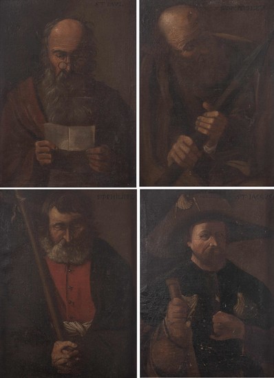 Anonyme (XIXe), "Quatre portraits : Saint Paul, Saint Jacques, Saint Philippe et Saint Mathieu"
