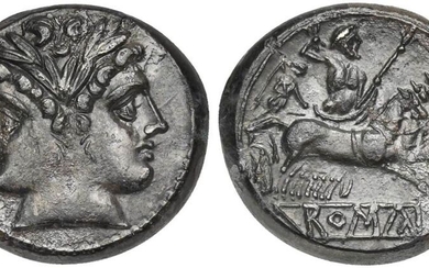 Anonymous, Quadrigatus, Rome, ca. 225-212 BC; AR (g 6,59; mm...