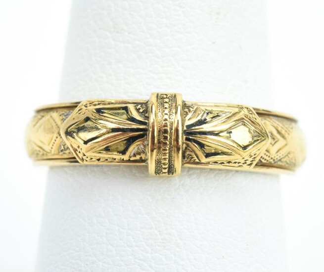 Antique 19th C Gold & Woven Hair Ring