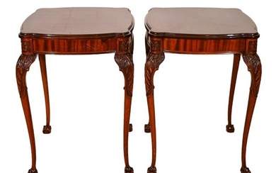 Antique Chippendale Style Carved Side Tables