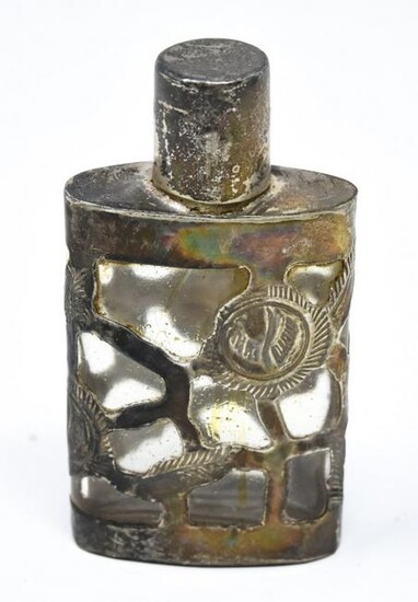Antique Sterling Overlay Miniature Perfume Flask