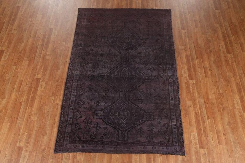 Antique Wool Over-Dyed Qashqai Persian Rug 5x8