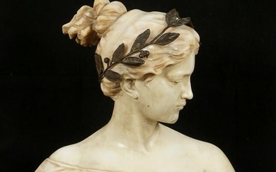 Antonio Garella Posie Alabaster Bust of Maiden