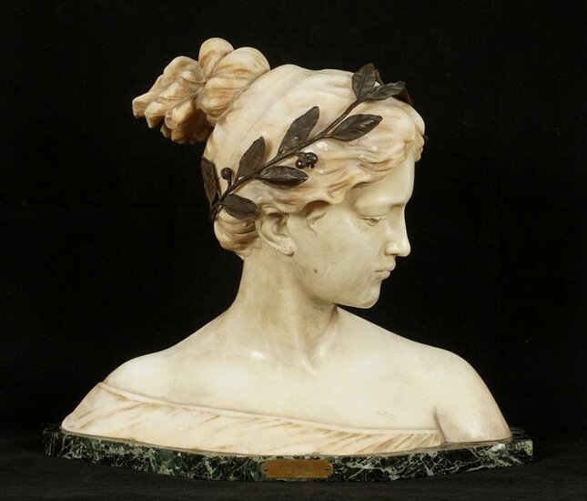 Antonio Garella Posie Alabaster Bust of Maiden