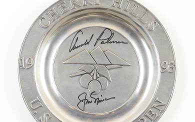Arnold Palmer & Jack Nicklaus Signed 1993 Cherry Hills U.S. Senior Open Award Plate (Beckett)