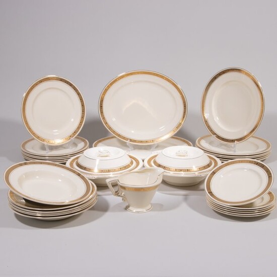Art Deco 27 Piece Porcelain & Gold Dinner Service
