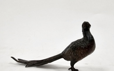 Austrian cold painted bronze model of a pheasant by Franz Be...