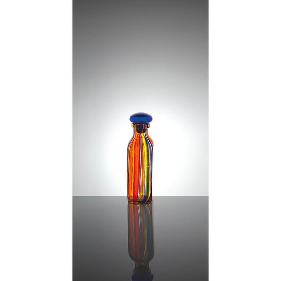 BAROVIER & TOSO - Bottiglia con tappo in vetro a canne policrome