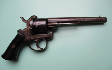 Belgium - Ca. 1850 - Marked: K - Luxurious Long Model - Double action (DA) - Pinfire (Lefaucheux) - Revolver - 9mm Cal