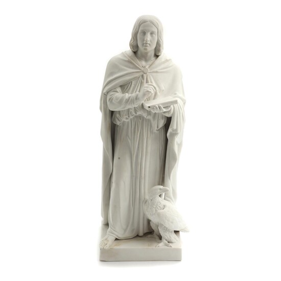 NOT SOLD. Bertel Thorvaldsen, after: A bisque porcelain figurine in the shape of John the Evangelist. 19th century. H. 32 cm. – Bruun Rasmussen Auctioneers of Fine Art