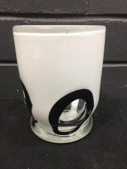 Black and White Art Glass Vase (H:13cm)
