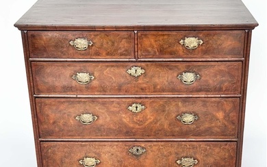 CHEST, early 18th century English Queen Anne figured walnut ...